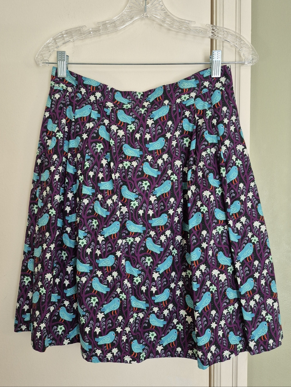 EUC Birds Of North America Midi Skirt, Pockets, Fits S-M